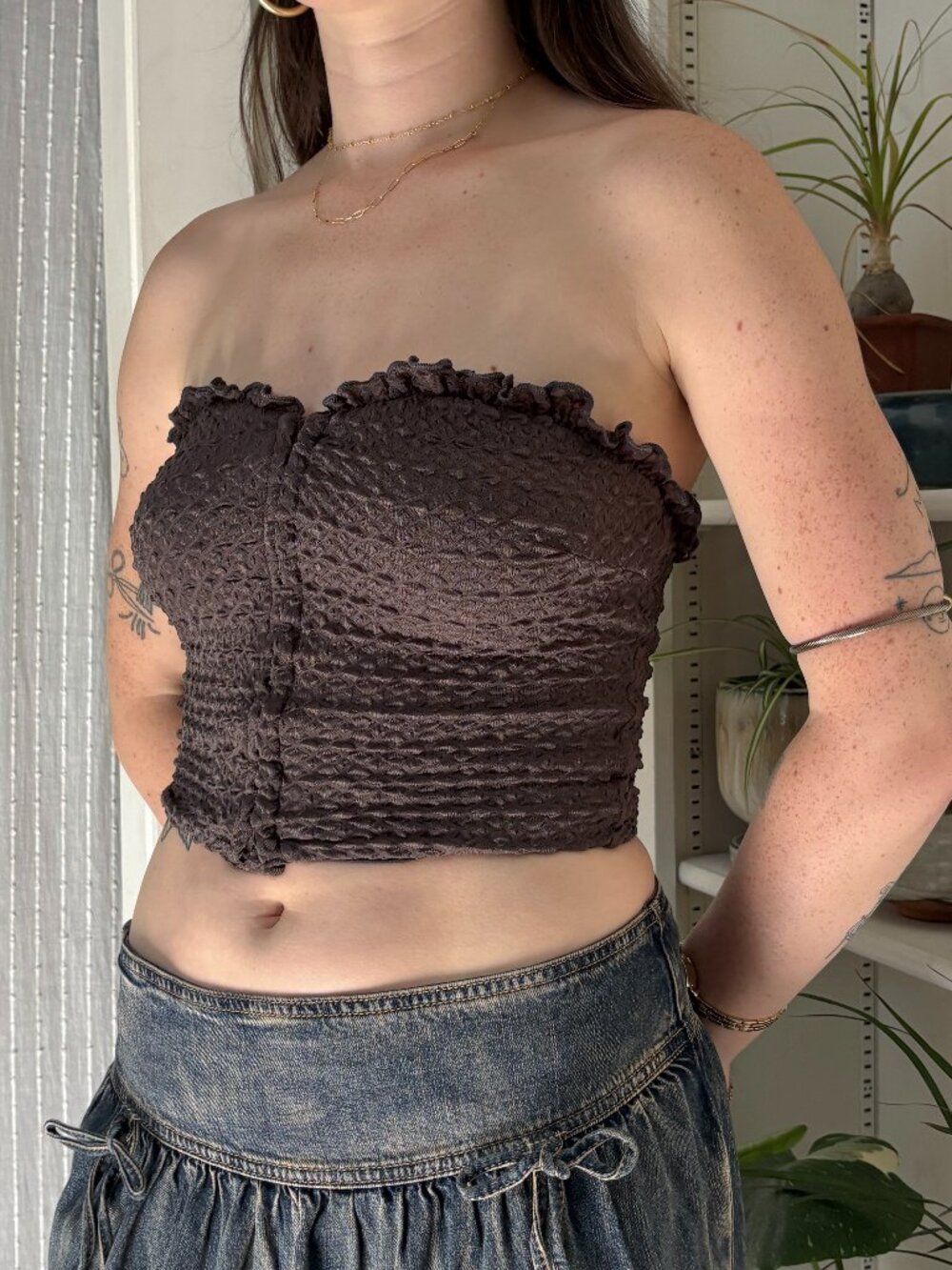 Princess Polly Brown Textured Crop Top - 6, NWT